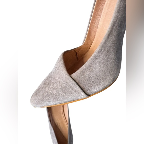 Madewell The Mira Heels Size 6 Gray leather suede preloved no flaws - Picture 3 of 11